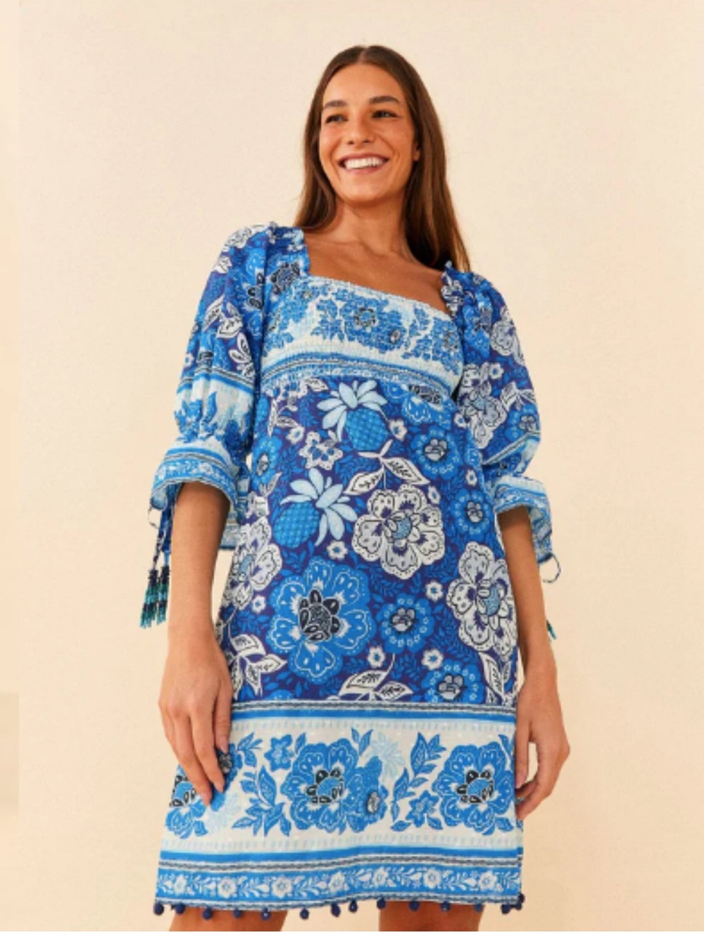 FARM Rio Blue Full of Flowers Mini Dress  size small video